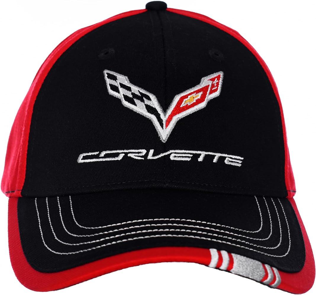 JH DESIGN GROUP Men's Chevy Corvette C7 Logo Cap Adjustable Red